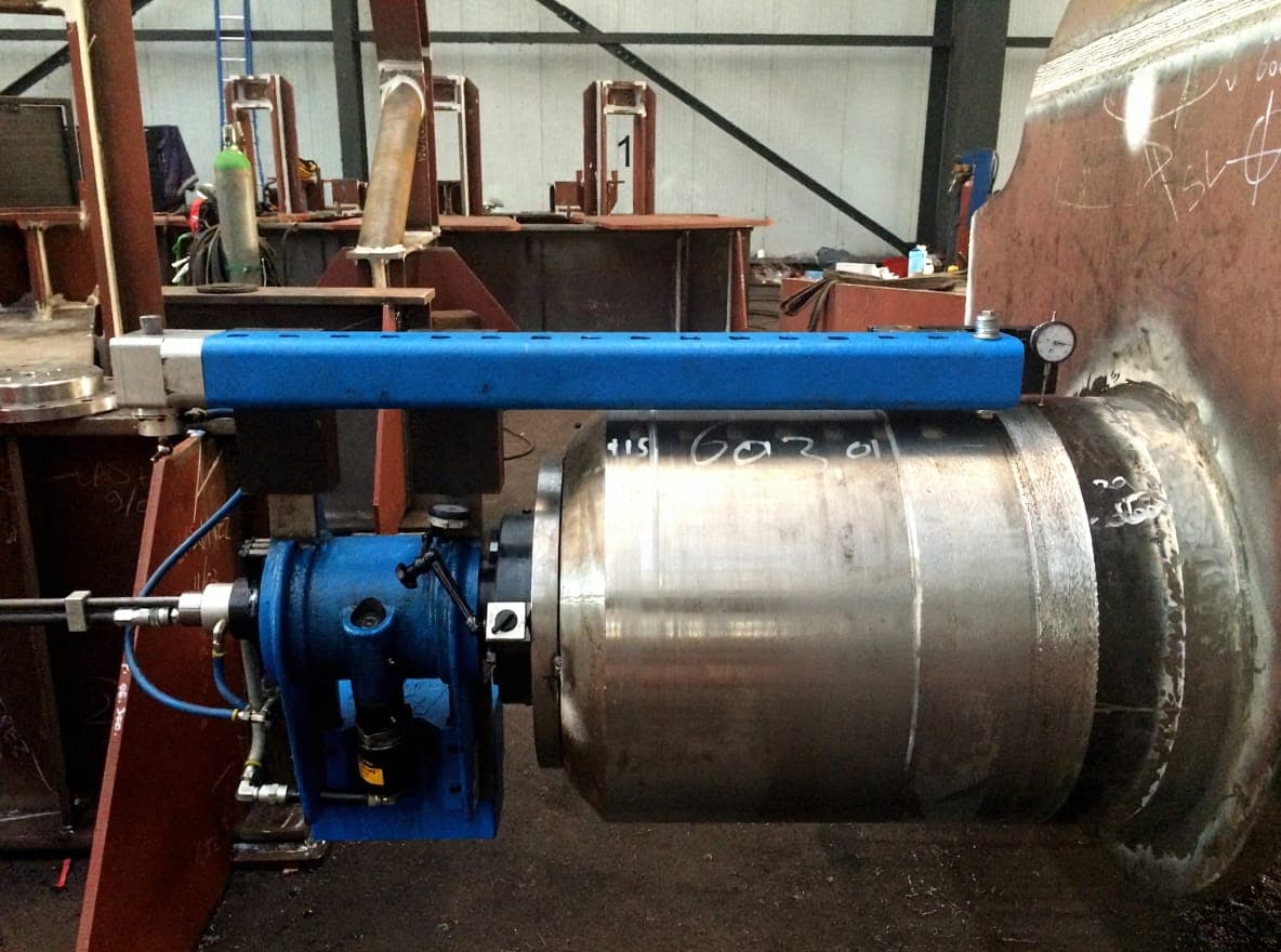 Large diameter shaft in lathe