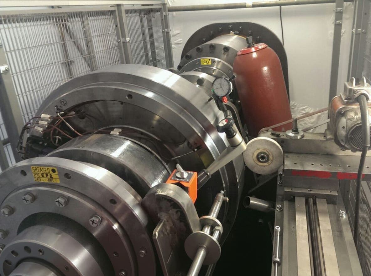 Shaft positioned on lathe