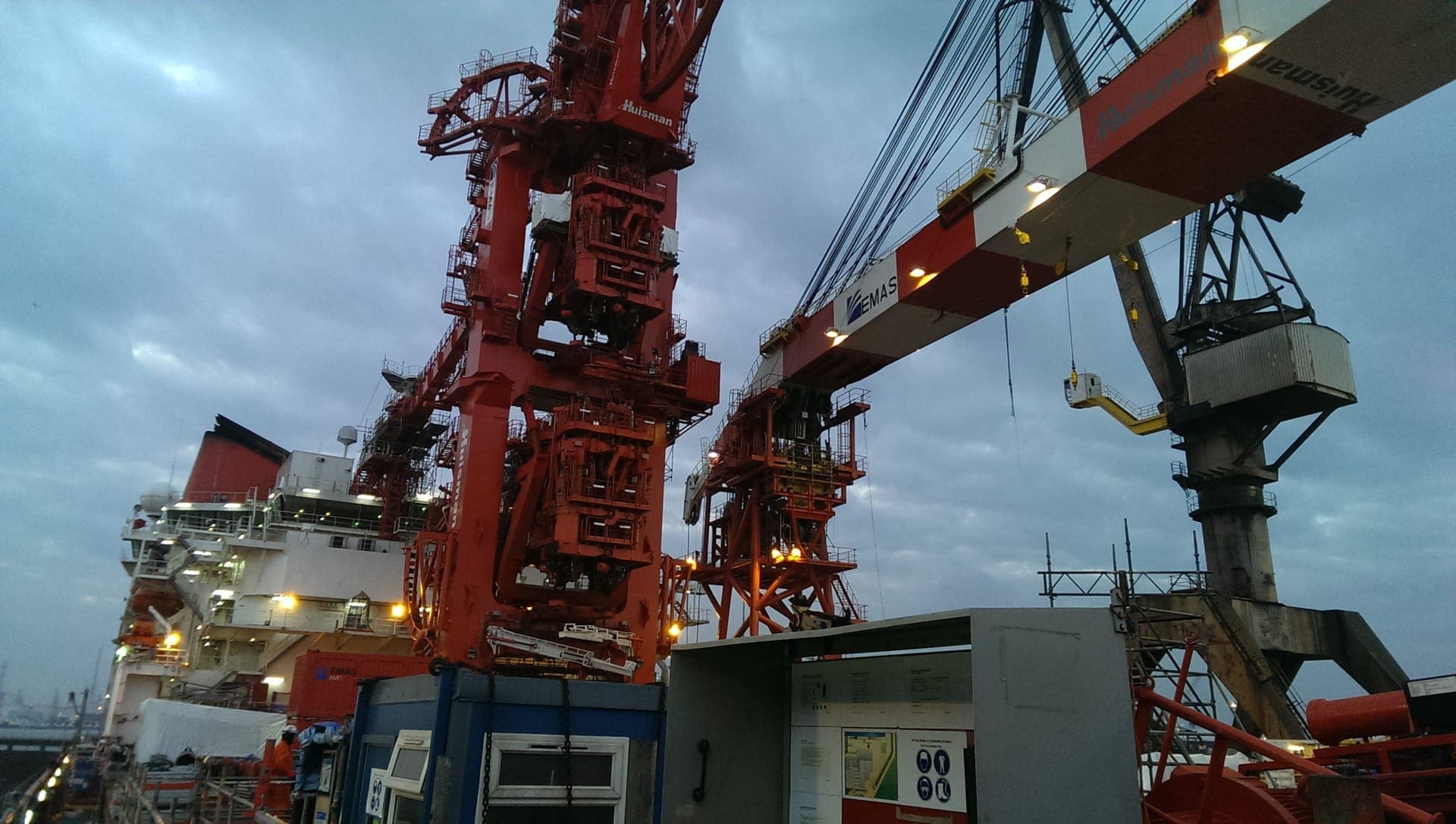 Offshore oil and gas platform at twilight